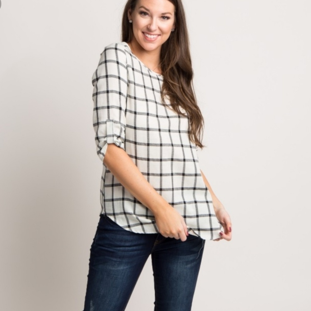 NWT small Pinkblush Maternity plaid shirt